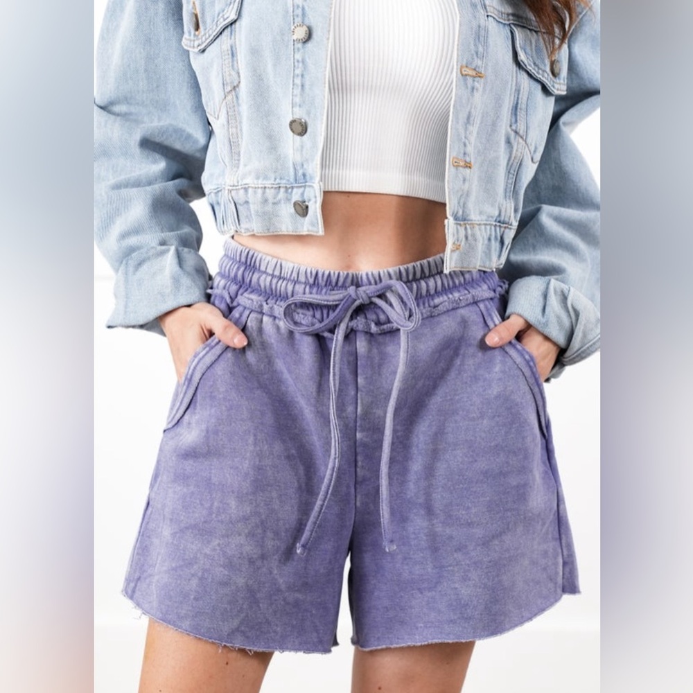 Zenana Teal Blue Casual Shorts with Elastic Waistband and Drawstring NWOT - Picture 11 of 11